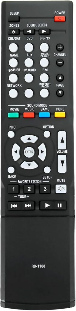 RC-1168 Replace Remote Control Compatible with Denon AV Receiver RC-1181 RC-1196 AVR-E300 AVR-E300P AVR-1612 AVR-1613 AVR-1713 AVR-E400 AVR-S710W AVR-X1100W AVR-S500BT RC-1170 RC-1183 RC-1157 RC-1156
