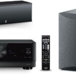 Yamaha RX-V4A 5.2-Channel AV Receiver + NS-SW050BL 8″ 100W Powered Subwoofer + NS-C210BL Center Channel Speaker (Black) Bundle