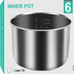 6Qt Power Cooker XL Replacement Inner Pot Stainless Steel Compatible with 6 Quart Power Pressure Cooker PPC770 PPC771 PPC770-1 PRO PCXL-PRO6 YBD60-100 WAL1 WAL2 Stainless Steel Inner Pot Parts – 6 QT