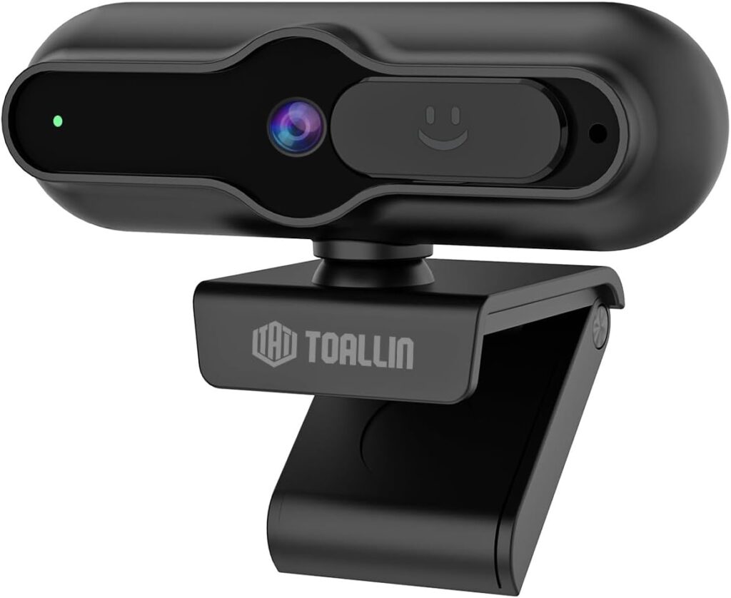 TOALLIN 4K Webcam for PC, 1080P@60FPS, 1/2.5″ Sensor & 12MP, PDAF Auto-Focus, Built-in Mic and Sliding Privacy Cover, USB Web Camera for Gaming, Conferencing, Streaming and Video Calls