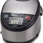 TIGER JAX-T10U-K 5.5-Cup (Uncooked) Micom Rice Cooker and Warmer with Tacook Food Steamer Cooking Tray Technology and 10 Auto-Cook Settings, Stainless Steel Black
