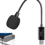 Mini USB Microphone for Laptop and Desktop Computer, with Gooseneck & Universal USB Sound Card, Compatible with PC and Mac, Plug & Play, Ideal Condenser Mic for Remote Work, Online Class