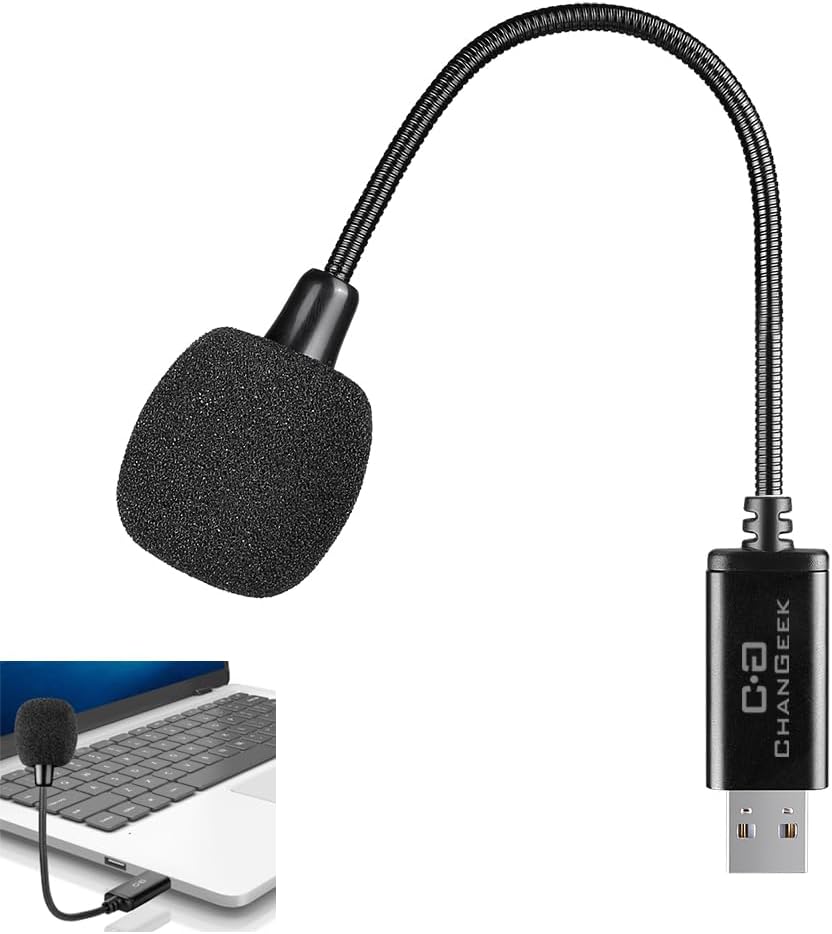 Mini USB Microphone for Laptop and Desktop Computer, with Gooseneck & Universal USB Sound Card, Compatible with PC and Mac, Plug & Play, Ideal Condenser Mic for Remote Work, Online Class