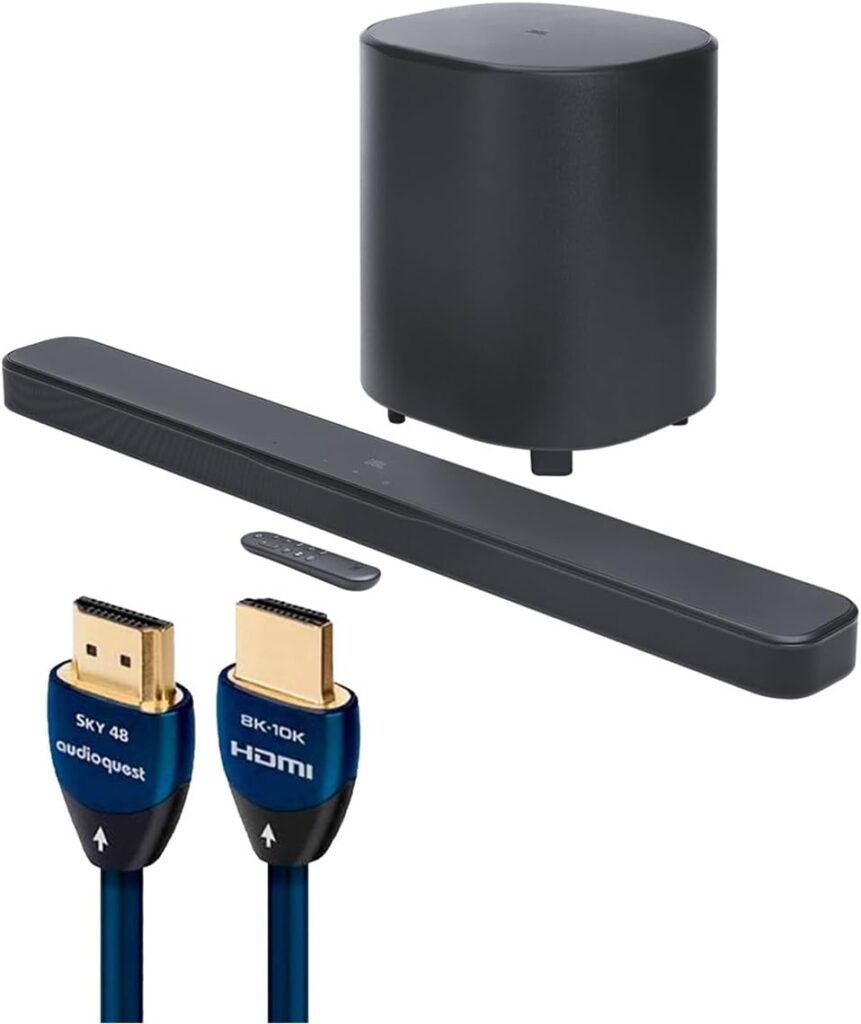 JBL BAR 500 MK2 5.1 Channel Soundbar System with AudioQuest Sky 3m HDMI Cable