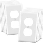 ELEGRP Duplex Receptacle Outlet Covers, 1-Gang Standard Size Wall Plates, Unbreakable Polycarbonate Dual Outlet Faceplates Covers, UL Listed, Color-matched Screws Included (10 Pack, Glossy White)