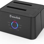 WAVLINK USB 3.0 and USB C to SATA Dual-Bay External Hard Drive Docking Station for 2.5/3.5 Inch HDD/SSD with UASP (6Gbps), Support Offline Clone/Duplicator Function [16TB X2 ]-Black