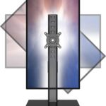 Single Monitor Stand Freestanding 27-43 Inch Monitor Arm Curved Screen Monitor Mount Tempered Glass Base Adjustable Motion Tilt -15° to 10° Swivel ±45° Rotation 360° Weight Capacity 77lbs HT05B-003