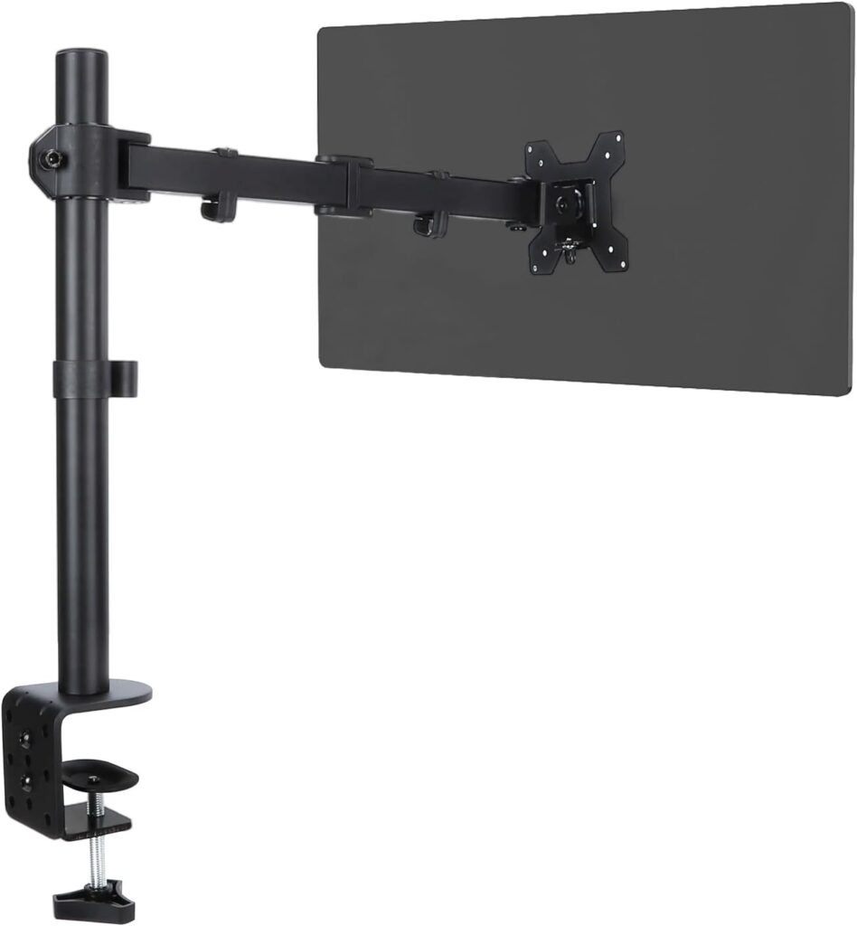 Single Monitor Desk Mount, Heavy Duty Adjustable Monitor Stand for 13″-32″ Screen, Monitor Arm Desk Mount Holds Up to 22lbs with C Clamp/Grommet Base
