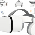 VR Headset Compatible with 4.7-6.3 inch iPhone and Android, 3D Virtual Reality Glasses with Wireless Headphones, VR Goggles for IMAX Movies & VR Games, Soft & Comfortable. (White+White RC)