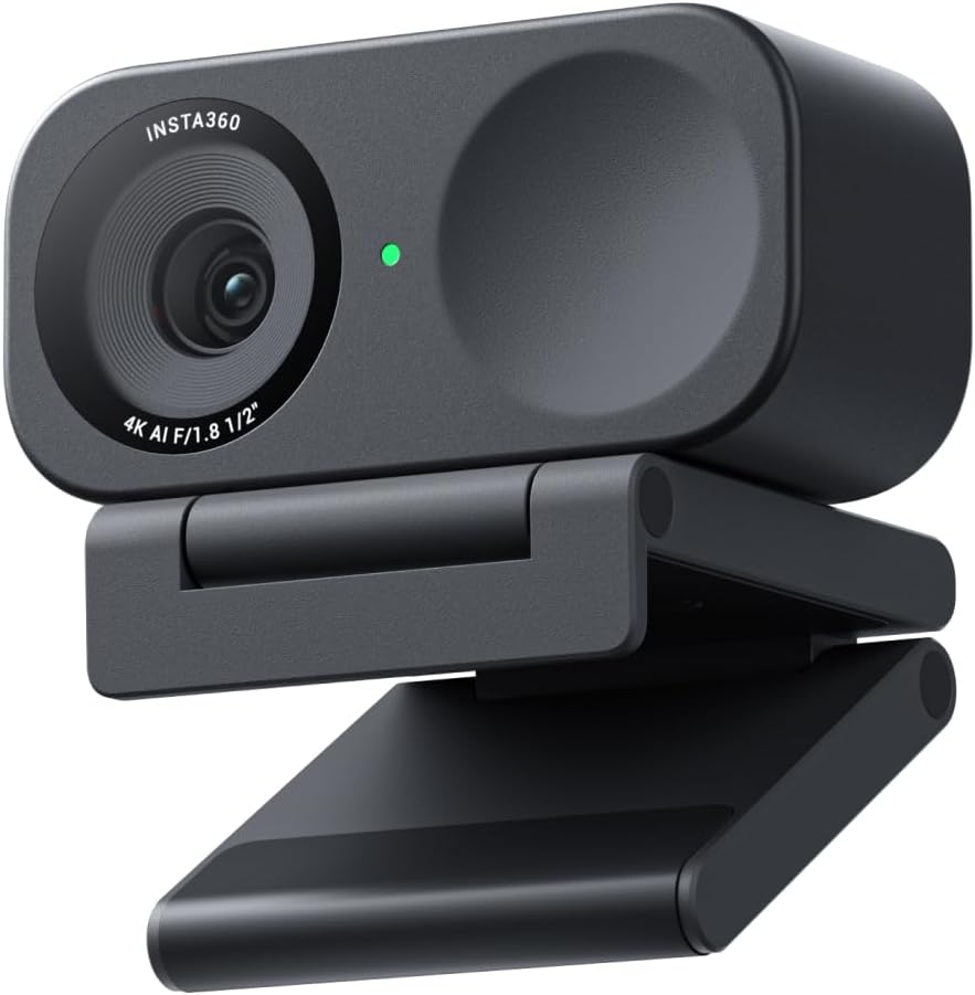 Insta360 Link 2C – 4K Webcam for PC/Mac, 1/2″ Sensor, Auto Framing, HDR, AI Noise-Canceling Mic, Gesture Control for Streaming, Video Calls, Gaming, Works with Zoom, Teams, Twitch & More