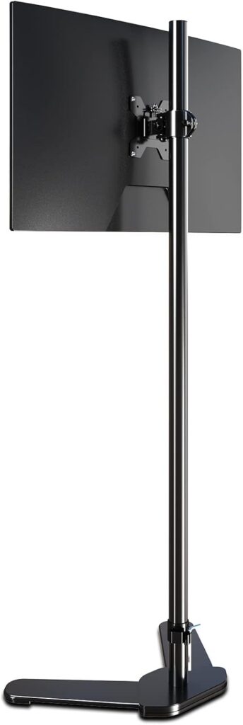 Single Tall Monitor Mount, Extra Long Computer Stand with 47 inch Pole, Floor Computer Stand, Free-Standing Monitor Desk Mount Support 13 to 27 inch Screen,22lbs