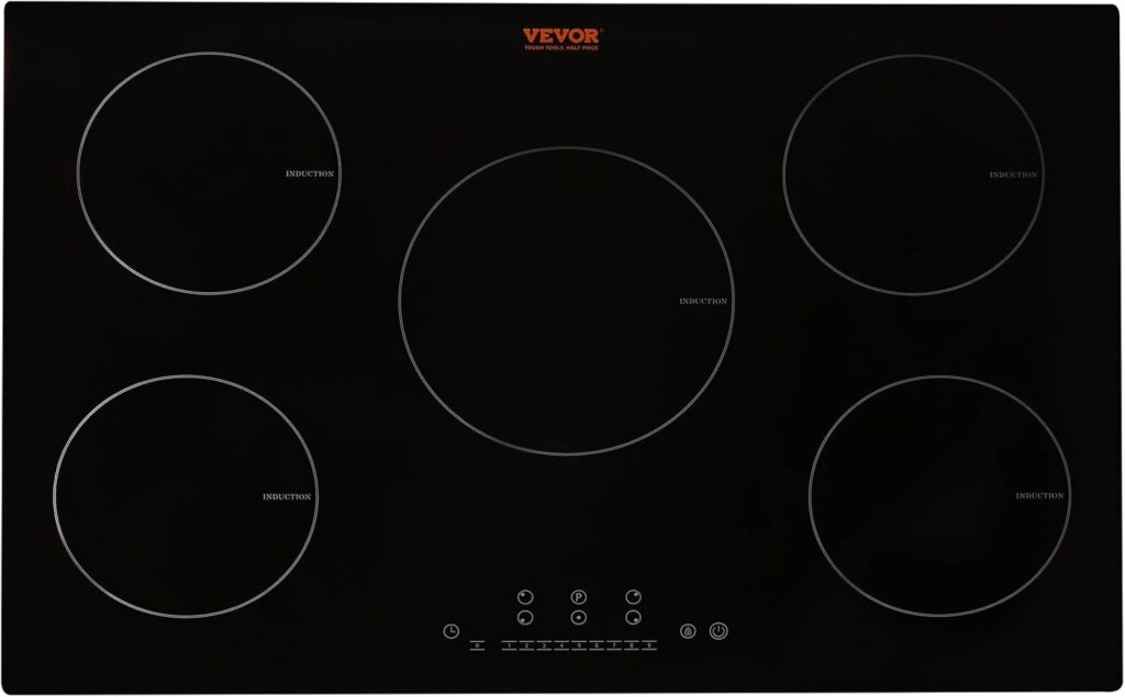 VEVOR Built-in Induction Electric Stove Top 30 Inch,5 Burners Electric Cooktop,9 Power Levels & Sensor Touch Control,Easy to Clean Ceramic Glass Surface,Child Safety Lock,240V