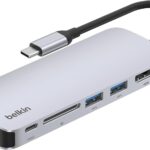 Belkin USB-C Hub – 6-in-1 Multi-Port Adapter Dock with 4K HDMI, USB-C 100W PD Pass-Through Charging, 2X USB-A Ports, Gigabit Ethernet Ports, and SD Slot for MacBook Pro, Air, iPad, Pro, XPS and More