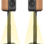 Universal Bookshelf Speaker Stands Pair – CNFRD Adjustable Height Floor Stands for Surround Sound – Holds 25lbs for Studio, Home Theater System – Tool-Free Assembly