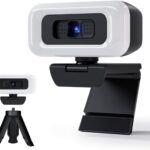 4K Webcam with Light, Webcam for PC with Microphone, USB Computer Camera for Desktop, Web cam with Tripod, Plug and Play, Web Camera for Desktop Computer
