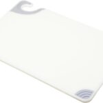 San Jamar Saf-T-Grip Plastic Cutting Board with Safety Hook, 12″ x 18″ x 0.5″, White
