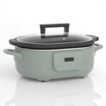 6 Quart Programmable Slow Cooker Removable Healthy Nonstick Pot – Small Kitchen Appliance for Family Dinners – Serves 6+ People – Heat Settings: Keep Warm Olive