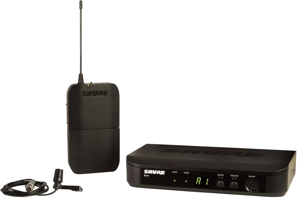 Shure BLX14/CVL Wireless Microphone System – 14-Hour Battery Life, 300 ft Range, UHF | Includes CVL Lavalier Mic, Bodypack Transmitter, Single Channel Receiver | H10 Band (BLX14/CVL-H10)