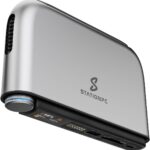 PocketCloud Portable NAS with M.2 NVMe & SD Slots, up to 8TB Capacity (Diskless), One-Click Backup,Supports Wi-Fi 6, LCD Display, App Control, 3200mAhx2 Replaceable Batteries for Outdoor Use