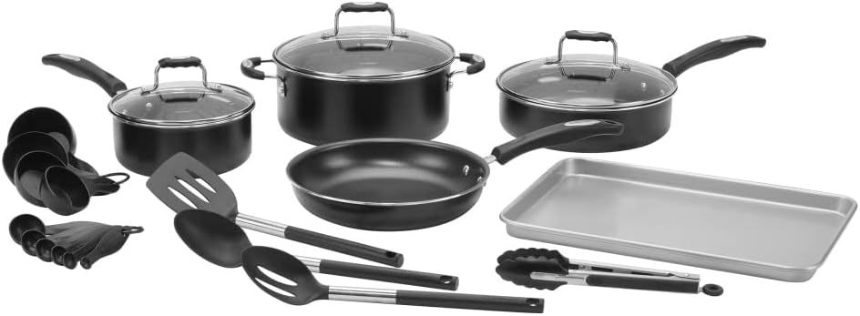 Cuisinart P55-22BK Complete Chef Nonstick Cookware 22 Piece Set,Black