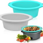 ChefAid Slow Cooker Liners, 100% Silicone Reusable Crock Pot Insert Accessories for 6-8 Oval or Round Quart Slow Cookers, Food Safe & Dishwasher Safe (Grey-Mint)