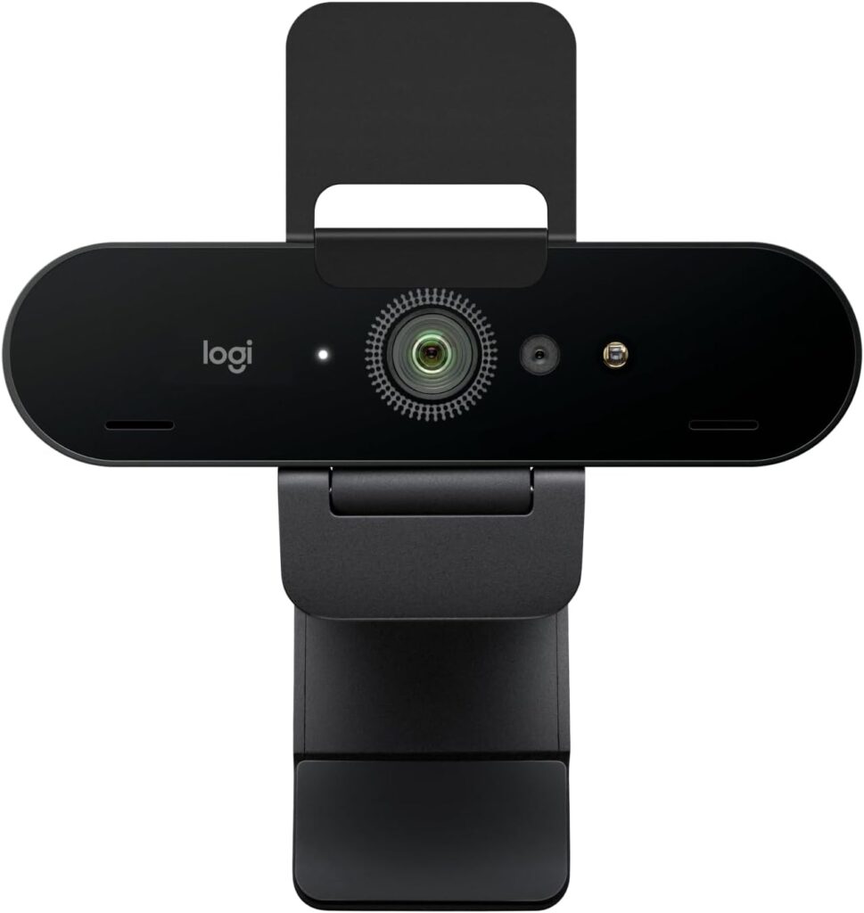 Logitech Brio 4K Webcam, Video Calling, Noise-Cancelling mic, HD Auto Light Correction, Wide Field of View, Works with Microsoft Teams, Zoom, Google Voice, Google Meet, PC/Mac/Laptop/MacBook/Tablet