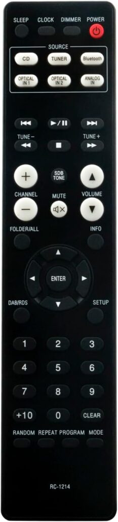 RC-1214 Replace HiFi System Remote Control Compatible with Denon CD Receiver RCD-M41 RCD-M41DAB DM41 D-M41 Home Theater Mini Amplifier & Bookshelf Speaker Hi-Fi Stereo System