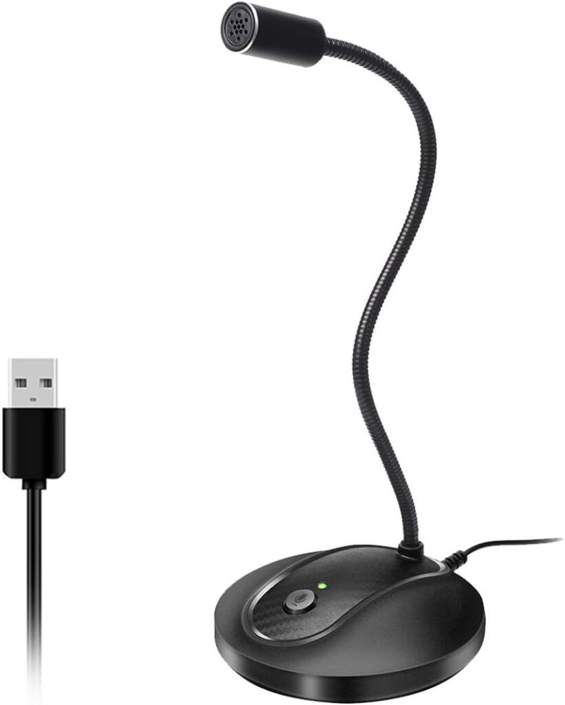 JOUNIVO USB Microphone, 360 Degree Adjustable Gooseneck Design, Mute Button & LED Indicator, Noise-Canceling Technology, Plug & Play, Compatible with Windows & MacOS