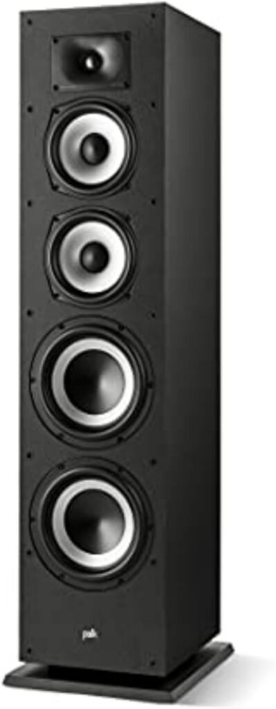 Polk Monitor XT70 Large Tower Speaker – Hi-Res Audio Certified, Dolby Atmos & DTS:X Compatible, 1″ Tweeter, (2) 6.5″ Dynamically Balanced Woofers, (2) 8″ Passive Radiators (Single, Midnight Black)
