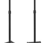 PERLESMITH Universal Speaker Stands for Surround Sound -Height Adjustable Extend 33.3”to 45.1”, Floor Speaker Stand for Satellite & Studio & Bookshelf Speakers up to 11LBS,1 Pair Black, PSSS2