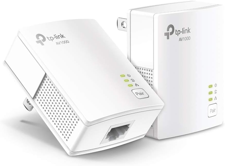 TP-Link AV1000 Powerline Ethernet Adapter KIT – Gigabit Port, Plug Pair &Play, Ethernet Over Power, Nano Size, Power Saving Mode, Network Adapter, Free Expert Help (TL-PA7017 KIT)