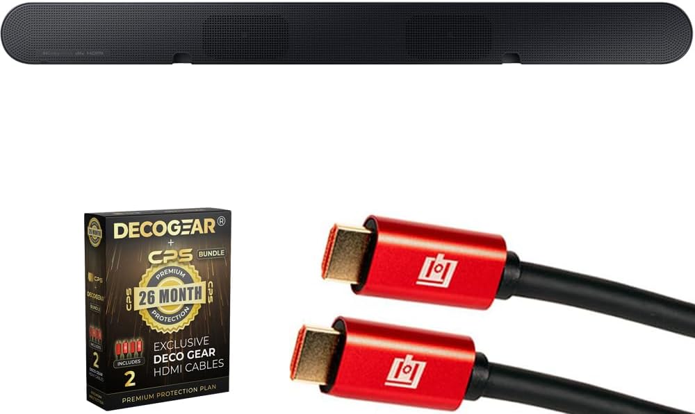 Samsung HW-S60D S-Series 5.0ch. Wireless Dolby Atmos Soundbar w/Q-Symphony (2024) Bundle with 2X 4K HDMI Cable & Deco Gear CPS Exclusive 26 Month Protection Pack (BEACH-CPS-26500)