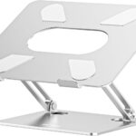 BoYata Laptop Stand, Adjustable Multi-Angle Laptop Holder, Compatible for Laptops up to 17 inches, Sturdy Aluminum & Silicone, Silver