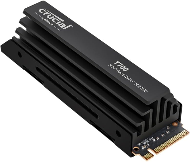 Crucial T700 2TB Gen5 NVMe M.2 SSD with Heatsink – Up to 12,400 MB/s – DirectStorage Enabled – CT2000T700SSD5 – Gaming, Photography, Video Editing & Design – Internal Solid State Drive
