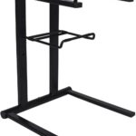 Rockville RLS2400 Lightweight Folding DJ Laptop Stand w/Extra Shelf & Travel Bag, Aluminum Construction, Portable for DJs and Musicians