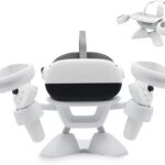 Dollox VR Stand, VR Headset Stand VR Display Holder Storage Virtual Reality Headset Desktop Display Stand for Oculus Quest 2, Quest 3/3s, Rift, Rift S, Valve Index Headsets & Touch Controllers