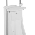 Techni Mobili Adjustable Height Rolling Laptop Cart with Storage, Sit to Stand Desk with Wheels, Podium Stand or Medical Cart, White