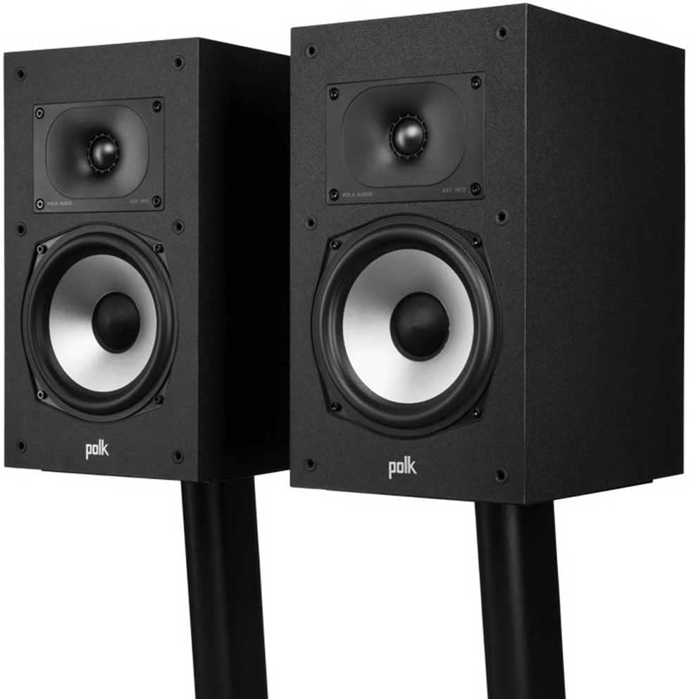 Polk Monitor XT20 Pair of Bookshelf or Surround Speakers – Hi-Res Audio Certified, Dolby Atmos & DTS:X Compatible, 1″ Terylene Tweeter & 6.5″ Dynamically Balanced Woofer (Pair, Midnight Black)
