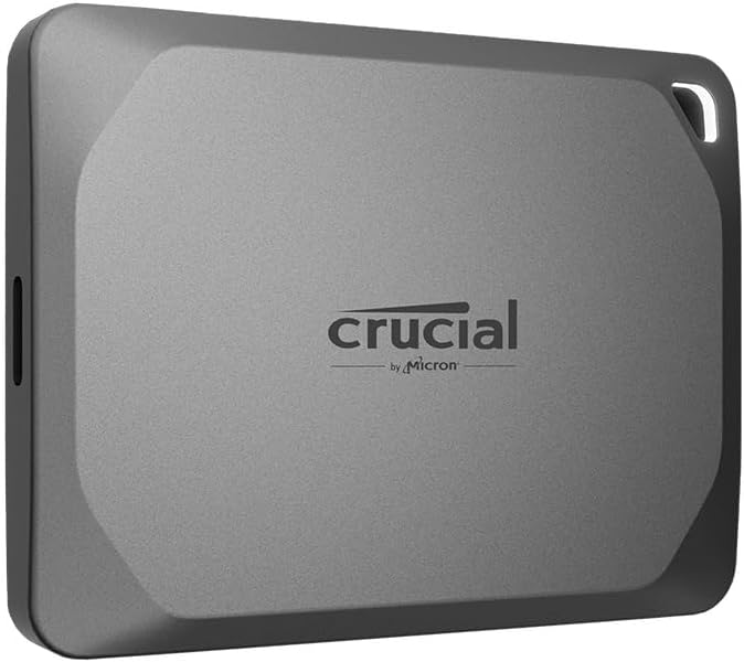 Crucial X9 Pro 2TB Portable SSD, Up to 1050MB/s Read & Write, 3.2 USB-C, External Solid State Drive, Durable Storage for PC & Mac, for Content Creators & Videogaphers, Silver – ‎CT2000X9PROSSD902