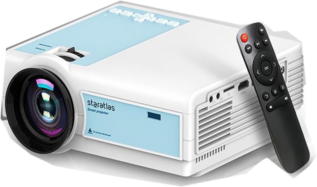 Mini Projector ,5G Wifi Bluetooth Projector,Staratlas 12000L Native 1920*1080 P Video Projector, Outdoor Projector , Home Theater Compatible with HDMI/USB ,for Portable Movie Video (White)