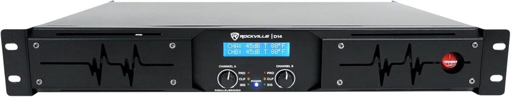 Rockville D14 7000w Peak/2000w RMS Class-D 2 Channel Amplifier, 1.5U Rack-Mount, LCD Display, Cooling Fans, Built-in Crossover, for DJs and Live Sound