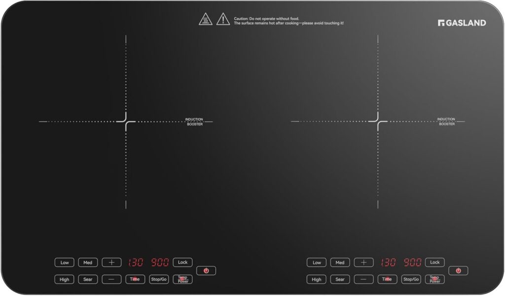 GASLAND SwiftChef Double Burner Induction Cooktop, 1800W Induction Countertop with 8 Power Levels, Dual Cooker with Sensor Touch Control, Child Safety Lock & Timer, ETL-certified for Tiny House