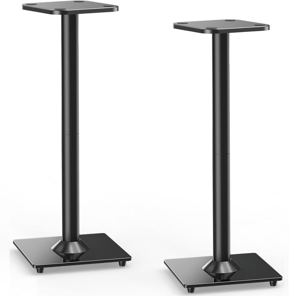 ELIVED Universal Speaker Stand Pair, 31 Inch Height Bookshelf Speaker Stands for Satellite Speaker Large Speaker Up to 22 lbs, Surround Sound Speaker Stand with Cable Management, Black, YD5022