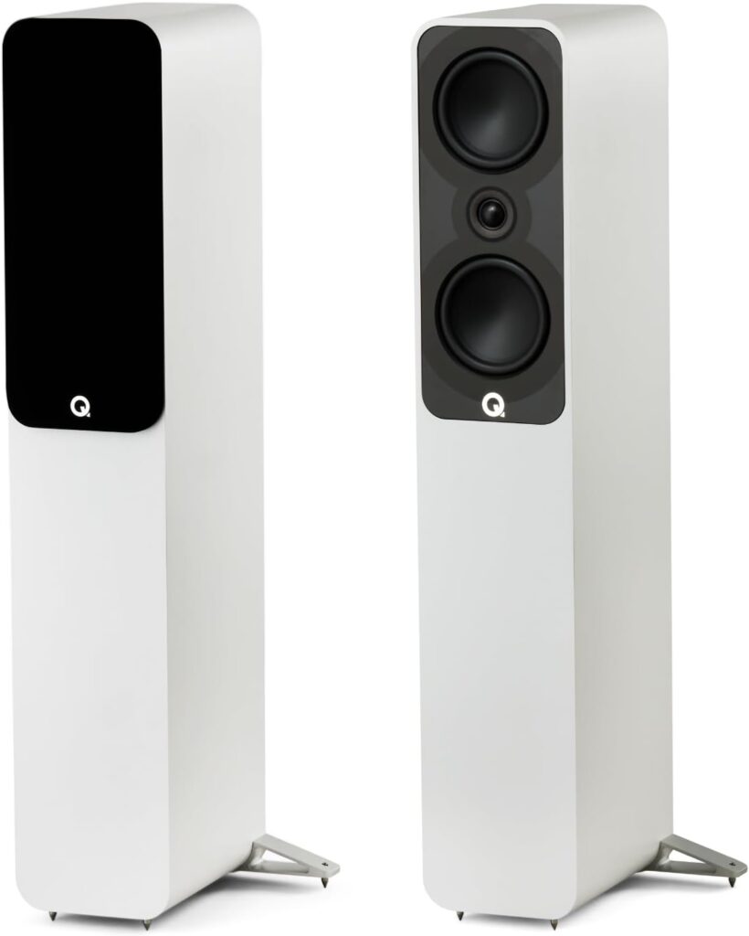 Q Acoustics 5040 Floorstanding Speaker Satin White (Single Speaker-Order Two Units) Stereo System for Home Entertainment Center, Surround Sound TV/Record Player