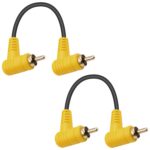 Duttek 90 Degree Short RCA Subwoofer Cable, 2 Pack Dual Right Angle Male RCA Audio Extension Cable with 24K Gold-Plated Port for Home Theater, Sound Bar, HDTV and DVD 4.7in/12cm