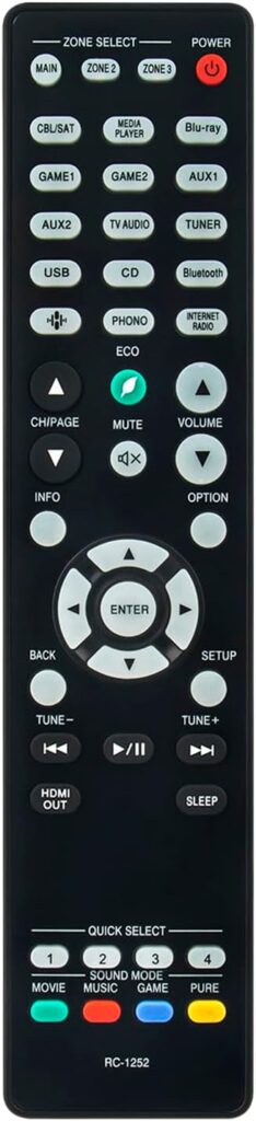 RC-1252 Replacement Remote Control Compatible for Denon AV Receiver AVR-X4500H AVR-X4800H Integrated Network Stereo Receivers Home Theater System