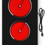 VBGK Electric Cooktop,12 Inch Built-in Radiant Electric Stove Top,110V 2100W 2 burner cooktop With 9 Heating Level, Timer & Kid Safety Lock, Sensor Touch Control 2 burner Induction Cooktop