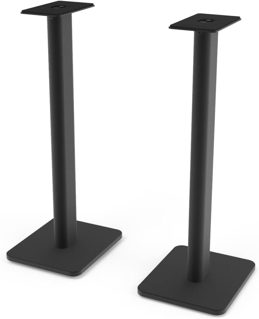 Kanto SP26PL Black Metal Speaker Stand (26 inches) – Universal Fit, Hidden Cables, Rotating Top Plate, Carpet & Hardwood Feet, ¼’-20 Mounting, Pair