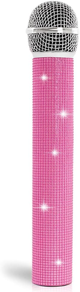 Fake Microphone Prop Plastic Play Microphone Sparkly Glitter Bling Microphones for Halloween Cosplay Party