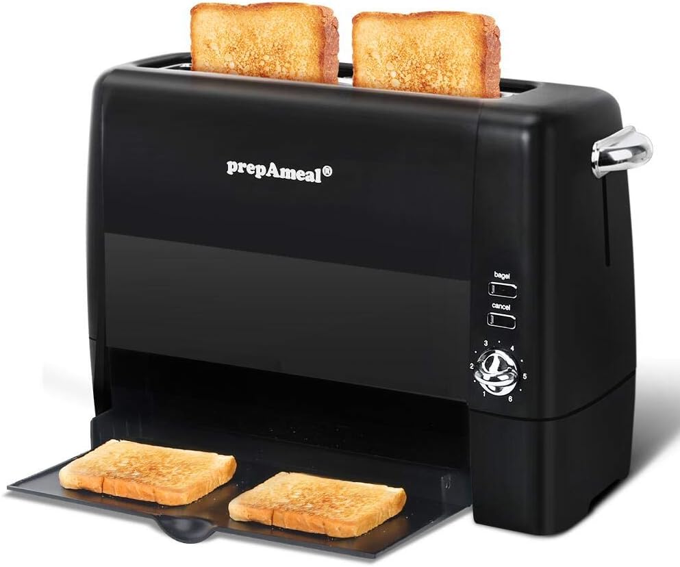Long Slot Toaster 2 Slice Toaster with 6 Shade Settings, Bagel/Cancel, Extra Wide Slots, Removable Crumb Tray, for Bagels, Waffles, Breads, Puff Pastry, Snacks (2-Slice, Black)